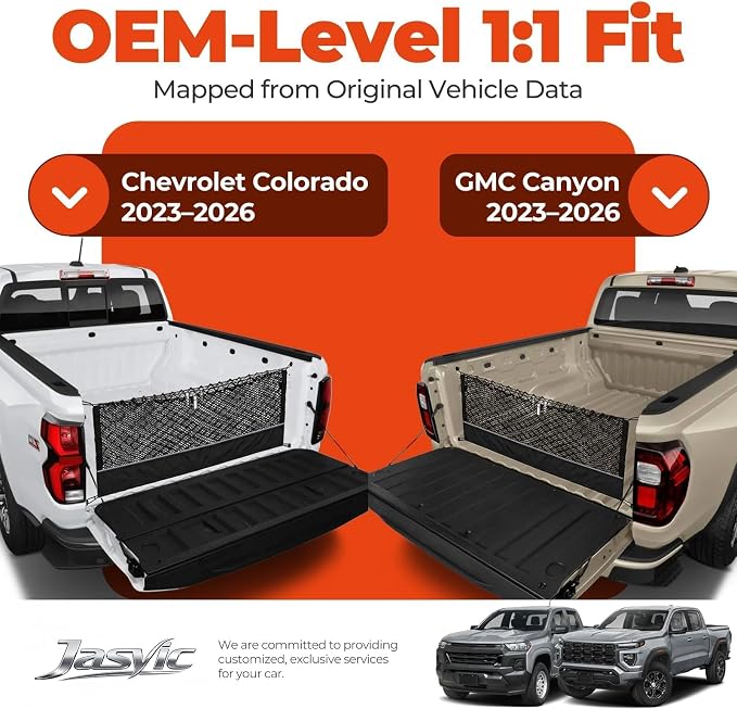 3-Layer Cargo Net for Chevrolet Colorado & GMC Canyon 2023-2026, Zoned Storage Truck Bed Net with Foldable Zippered Bottom Bag, Heavy-Duty Cargo Organizer Netting for Camping, Trips & Everyday Use