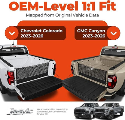 3-Layer Cargo Net for Chevrolet Colorado & GMC Canyon 2023-2026, Zoned Storage Truck Bed Net with Foldable Zippered Bottom Bag, Heavy-Duty Cargo Organizer Netting for Camping, Trips & Everyday Use
