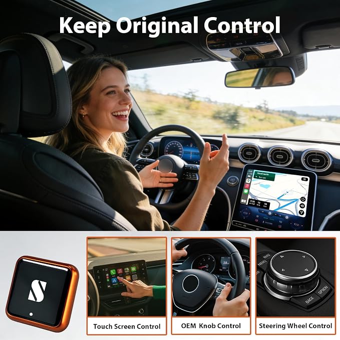 Sunweyer Wireless CarPlay Adapter & Android Car Wireless Adapter UK, for Apple CarPlay, USB Bluetooth Dongle for iPhone & Android, Plug & Play Car Play Wireless Adapter 2026 (S46)