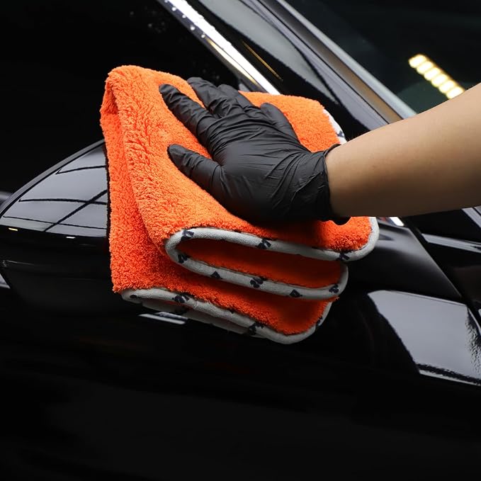 SPTA Car Microfiber Towels, 3Pcs Microfiber Car Cleaning Cloths, Upgraded 1200gsm Ultra-Thick Cars Drying Towel Microfiber for Car and Home Polishing Washing and Detailing 16'' x 16'' (3 Pack)