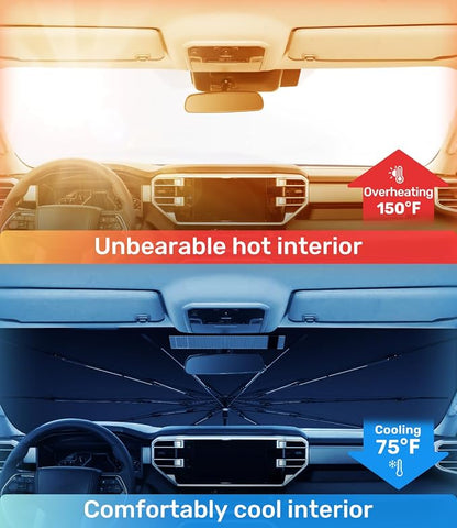 Zanch Upgrade Windshield Sun Shade, Custom Fit for Toyota Tacoma 2016-2025 [Titanium-Silver Reflective Coating] Blocks 99% UV & Heat, Sunshade Umbrella for Tacoma 2016 2017 ... 2022 2023 2024 2025