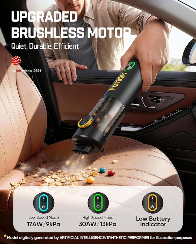 Fanttik V8 Mate Upgraded Cordless Car Vacuum, Portable Mini Vacuum with 13000pa Suction Power, 2 Suction Modes, Type-C Charge, Handheld Vacuum for Car, Small Tasks, Keyboards, Office Desk (Black)
