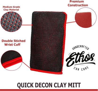 Ethos Quick Decon Mitt - Clay Mitt Car Wash Mitt, Clay Bar Tool for Auto Detailing and Polishing