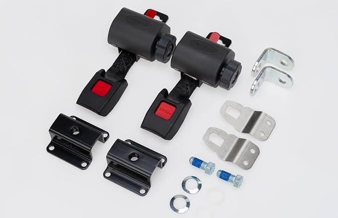 Q'Straint Q-3009 Walker & Stroller Securement Kit | Universal Bolt-On Wall Mount System for NEMT, Paratransit & School Buses | Auto-Locking Retractors & Hardware Included
