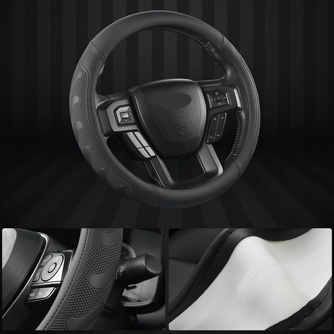 GIANT PANDA Car Steering Wheel Cover for Ford - F150 F250 F350 Expedition, (15.5-16 inches - Black)