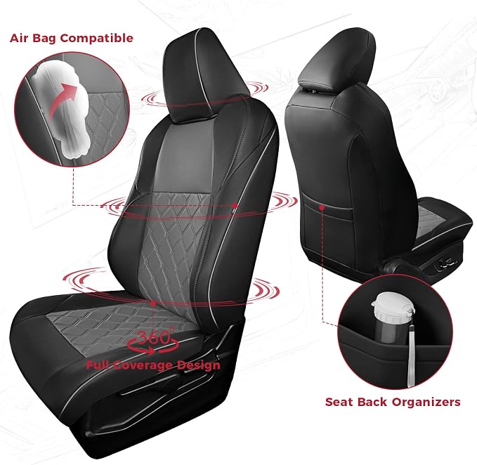 FREESOO for Toyota Corolla Seat Covers 2020-2026 SE/SE Apex Nightshade & 2023-2025 XSE & 2025 FX, Custom Car Seat Covers, Leather Car Seat Cover, Waterproof Seat Covers for Cars, Black Gray Full Set