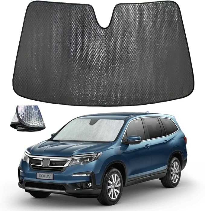 Car Windshield Sun Shade for Honda Pilot 2016-2024, 5-Layer Bubble Foldable Thicken Front Window Sunshade Sun Visor Protection Accessories - Blocks Heat & UV Rays Keep Car Cooler