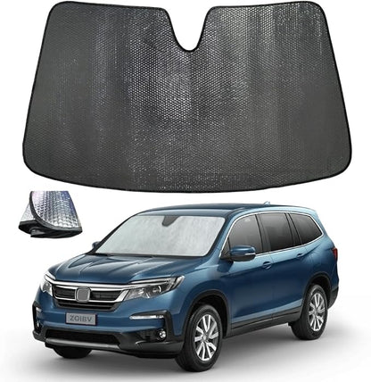 Car Windshield Sun Shade for Honda Pilot 2016-2024, 5-Layer Bubble Foldable Thicken Front Window Sunshade Sun Visor Protection Accessories - Blocks Heat & UV Rays Keep Car Cooler