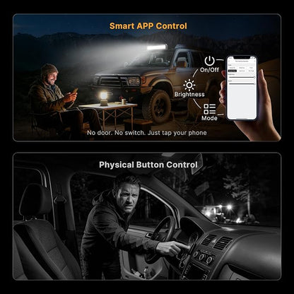 LED Light Bar 72W Spot Flood Combo Beam, Smart App Controlled Off Road Driving Lights Supports CarPlay/Android Auto, IP67 Waterproof 6000K White Lamps for Trucks, ATV, UTV, SUV, Boat (1 Pack)