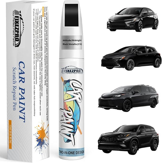 218 Attitude/Midnight Black Metallic Car Touch Up Paint for Toyota, Color Match Auto Paint Repair Pen,Professional Car Scratch Repair Remover Pen Quick Drying, Easy to Use