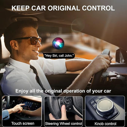 2-in-1 Wireless CarPlay Adapter, for Android Auto to CarPlay Converter Plug-and-Play Supports Original Car Controls with USB-A and USB-C Connectors