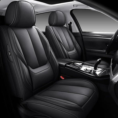 MINGBRON Seat Covers, Car Seat Covers Front Seats, Car Seat Cover, Car Seat Protector Waterproof, Car Seat Cushion Nappa Leather, Black Seat Covers Carseat Cover Universal Fit for Most Cars