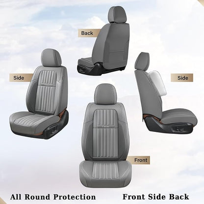 Coverado Front Seat Covers, Car Seat Cover, Gray Seat Covers for Cars, 2PCS Car Seat Protector,Waterproof Faux Leather Car Seat Cushion, Luxury Seat Cushions, Auto Seat Covers Fit for Most Vehicles