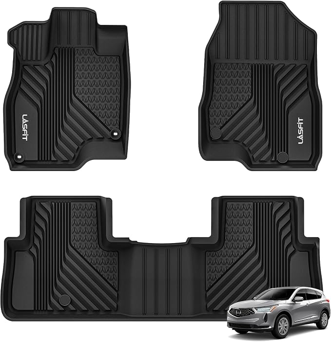 LASFIT Floor Mats for Acura RDX 2019-2026 All Weather Floor Liner TPE Custom Fit Car Mats for Acura RDX 1st & 2nd Row Mats Tasteless Durable and Easy to Clean Black