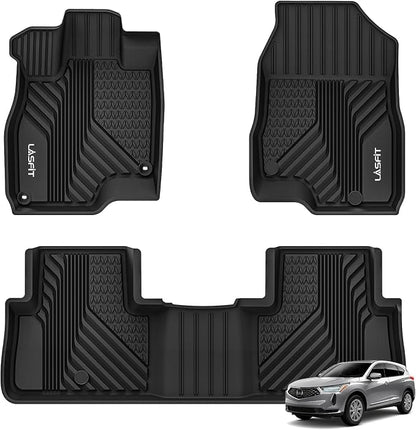 LASFIT Floor Mats for Acura RDX 2019-2026 All Weather Floor Liner TPE Custom Fit Car Mats for Acura RDX 1st & 2nd Row Mats Tasteless Durable and Easy to Clean Black