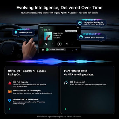ATOTOZONE 2025 Upgrade CB6 CarPlay AI Box&Android AI Box, Wireless CarPlay/Android Auto Adapter, Plug & Play CarWave Car Smart Box with AI DriveChat, GPS Track, Android 13, 2 BT, 4G LTE, 4G+64G, Gray