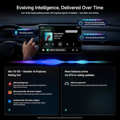 CB6 AI Box CarPlay Support for YouTube/TikTok, 2025 Wireless CarPlay Adapter with ChatGPT Assistant, Android 13,GPS Tracking, 4G LTE, Plug & Play, for Cars with Wired CarPlay/AA, 4G+64G, Black