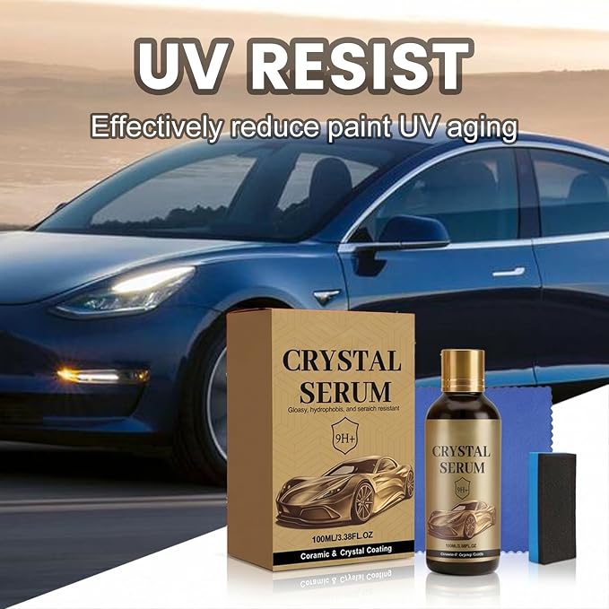 Crystal Serum for Cars,Suitable for Car Paint and Wheel Maintenance(2pcs) | 9H Graphene Ceramic Coating,Deep Gloss,Hydrophobic Stain-Resistant Protective Coating