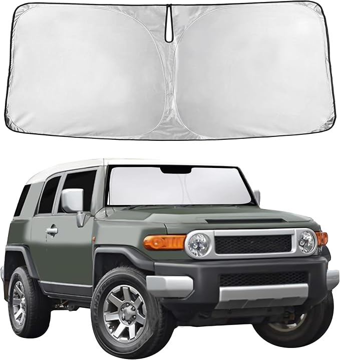EcoNour Windshield Sunshade Compatible for Toyota FJCruiser 2007-2012 2013 2014, Sun Visor for Front Windshield & Window Sun Shade Cover, UV Heat Blocker & Protector, Car Accessories