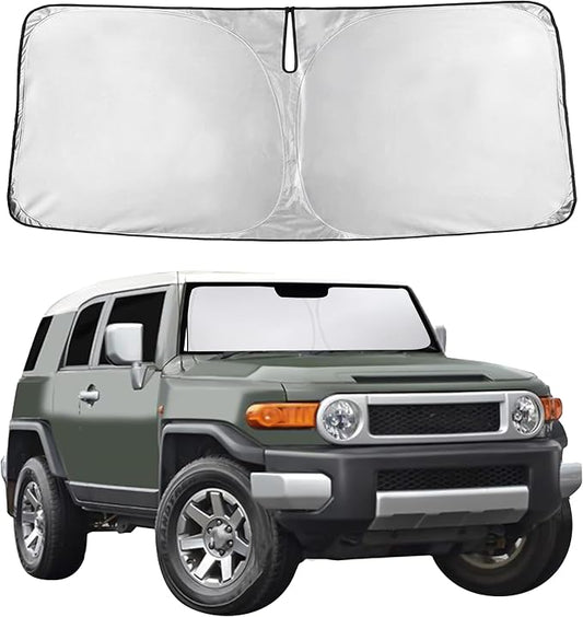 EcoNour Windshield Sunshade Compatible for Toyota FJCruiser 2007-2012 2013 2014, Sun Visor for Front Windshield & Window Sun Shade Cover, UV Heat Blocker & Protector, Car Accessories