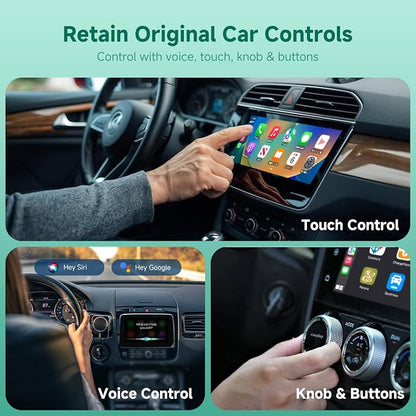 M1 Wireless CarPlay Android Auto Adapter, 2-in-1 Wired to Wireless Dongle, Aluminum Alloy & Glass Build, Mini Cable-Free Design, Dual 5G WiFi 6 for Cars with Factory Wired CP & AA