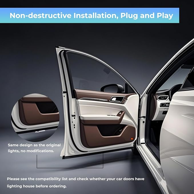 4PC Car Door Light Projector, Customized Logo Door LED Lights Compatible with 1/2/3/4/5/6/7/X/Z/M/GT Series B Car Accessories