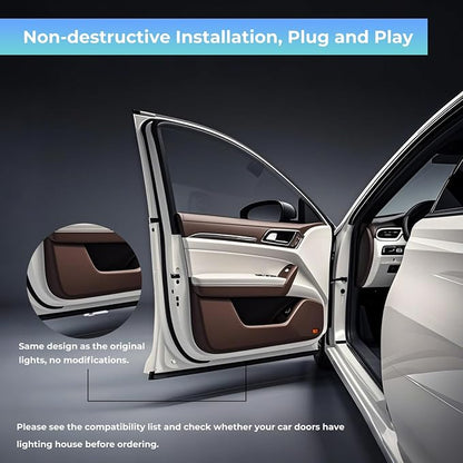4PC Car Door Light Projector, Customized Logo Door LED Lights Compatible with 1/2/3/4/5/6/7/X/Z/M/GT Series B Car Accessories