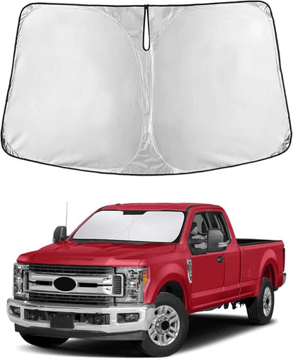 EcoNour Windshield Sunshade Compatible for Ford F-250 F-350 Super Duty 2Dr Regular Cab,4Dr Super Crew Cab,Super Cab 2008-2014 2015 2016, Sun Visor for Front Window Sun Shade Cover, Car Accessories