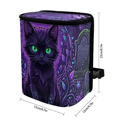 Talayituse Purple Cat Forest Leaf Print Car Trash Can Portable Auto Garbage Bin Multifunctional Vehicle Interior Accessories with Adjustable Straps Universal Fit Truck SUV Sedan