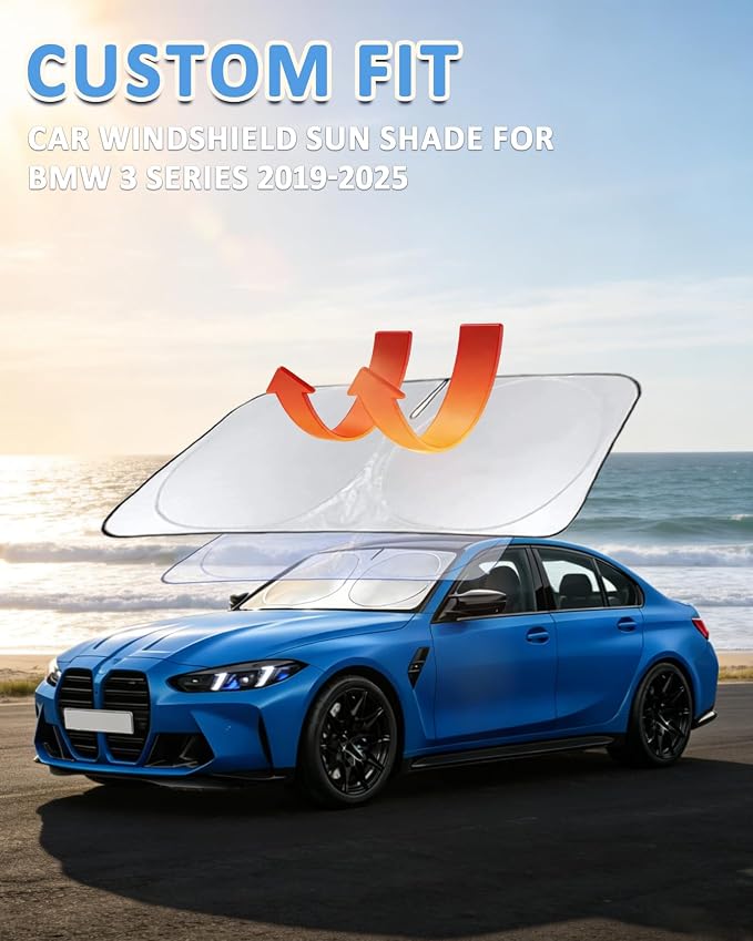 for 3 Series Windshield Sun Shade Sunshade Fits BMW 2019-2025 2026 3 Series/ F30/ F31/ F80/ M3 for BMW 328i 335i 320i 330i 325i Windshield Cover Window Shield Protector Sun Visor Accessories