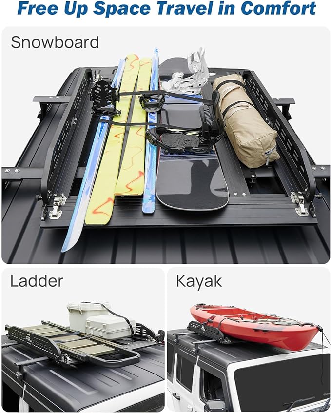 JOYTUTUS Anti-Rust Aluminum Roof Basket 48" X 42" X 6",Collapsible Design,Lightweight Roof Rack Carrier Basket Universal Rooftop,220LBS Load Capacity,for SUV, Truck, Car