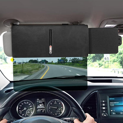 Veharvim Sun Visor Extender for Car (Zipper Slider& Prevents Fingerprints, UV400, PC Lens), Visor Extender Attachment for Car Visor, Anti-Glare for Safe Driving (Driver Side)