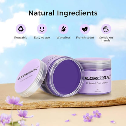 ColorCoral Cleaning Gel for Car Universal Gel Cleaner Auto Detailing Car Vent Keyboard Cleaning Putty Car Interior Cleaner Dashboard Dust Remover Putty Auto Duster Cleaning Kit 160G - Purple