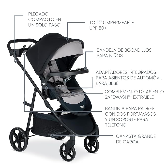 Britax Willow S Infant Car Seat with Alpine Base, ClickTight Technology & Brook+ Modular Baby Stroller, Ultra-Lightweight Infant and Toddler Stroller with SafeWash Insert