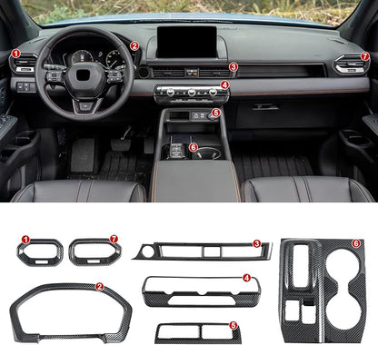 Interior Trim Kit for Honda Pilot 2023-2026 Carbon Gear Shift Panel Cover AC Vent Dash Trim