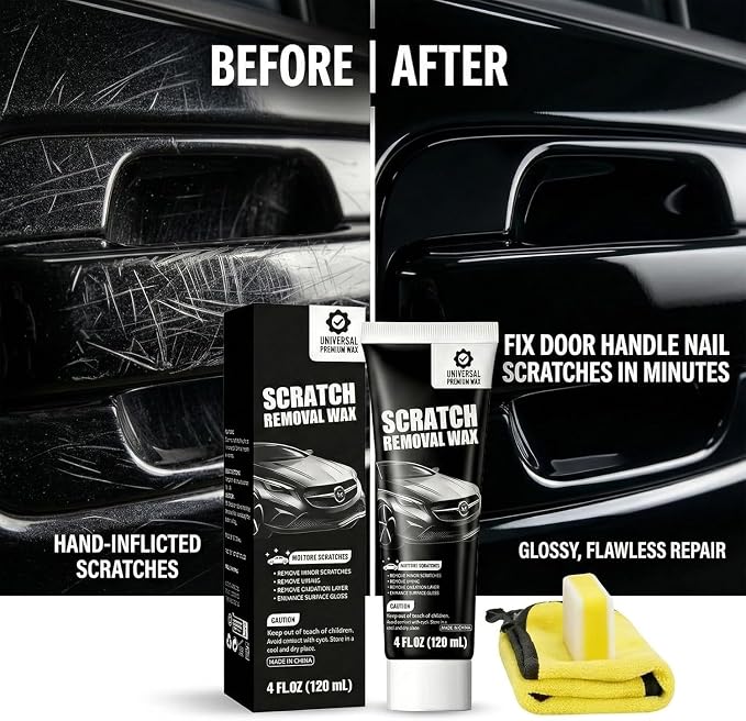 Car Scratch Remover (2-Pack) - Premium Auto Paint Restorer Wax to Easily Repair Minor Scuffs, Blemishes & Oxidation, Includes Applicator Sponge & Microfiber Towel