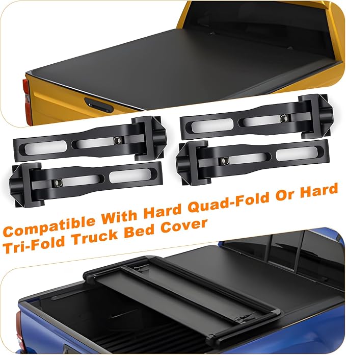 Truck Tonneau Cover Replacement Installation Accessory for Hard Tri-fold & Quad-fold Truck Bed Cover Include Nut, T-Bolt(T-bar), Tonneau Cover Clamp, 4X Rear Clamp