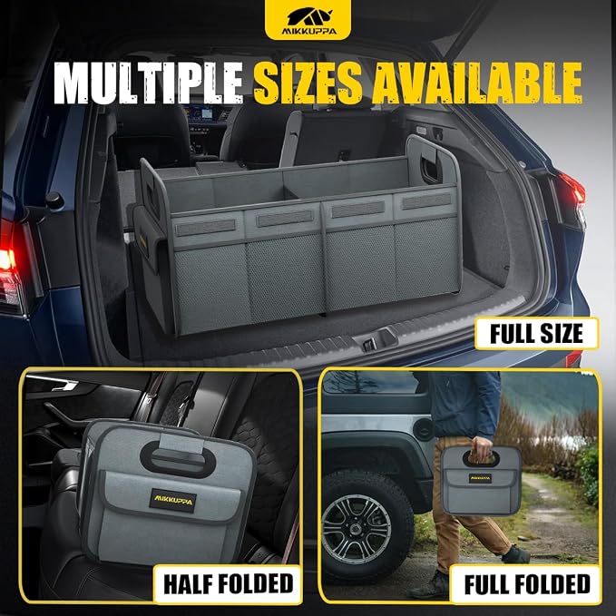 MIKKUPPA Car Trunk Organizer - 75L Collapsible Trunk Organizer for Groceries, Trunk Storage Organizers for SUV Auto Truck Van with Non Slip Bottom (Gray)