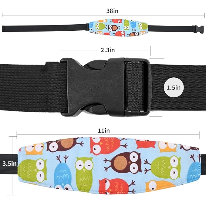 Luckyiren 2-Pack Baby Head Support Straps, Cotton Ocean Theme with Fish and Anchor Prints, Adjustable Car Seat and Stroller Neck Support for Infants and Toddlers
