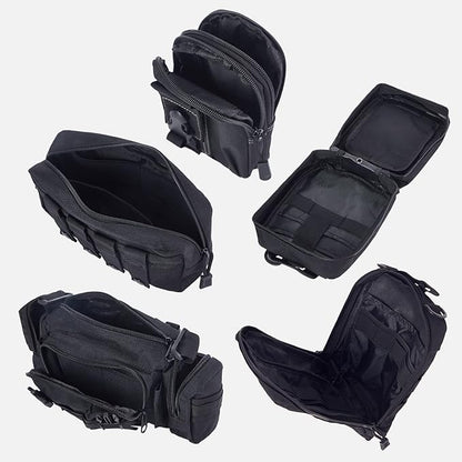 Universal Tactical Car Seat Back Organizer Bag Tactical Molle Vehicle Organizers Panel Vehicle Protector Organizers with 5 Detachable Pouches for Car Truck Ford Jeep (Black)