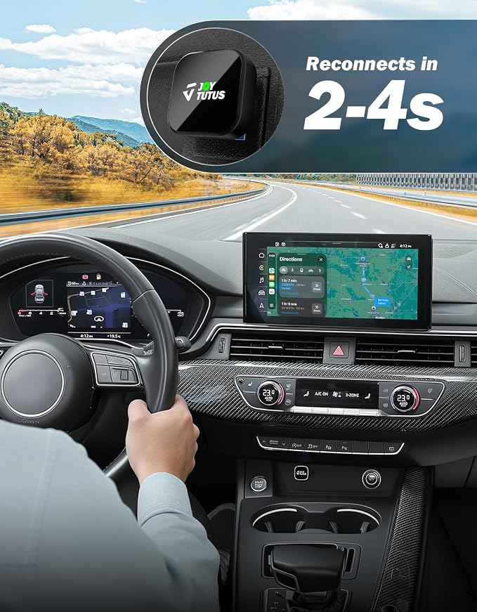 JOYTUTUS Wireless CarPlay Adapter, 2026 Upgrade Wired to Wireless for iPhone CarPlay & Android Auto, Adapter Compatible with USB A & USB C, Mini Cube Design for Cars with Built-in Wired CarPlay