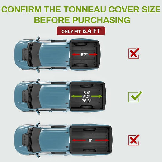 AUTOSAVER88 Soft Quad-fold Truck Bed Tonneau Cover Compatible with 2002-2026 Dodge Ram 1500 (Classic & New), 2003-2026 Dodge Ram 2500 3500 6.4ft Bed Without Rambox