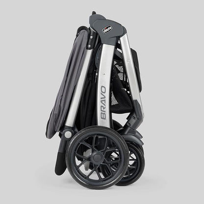 Chicco Bravo 3-in-1 Trio Travel System, Bravo Quick-Fold Stroller with KeyFit 30 Infant Car Seat and Base, Brooklyn/Navy