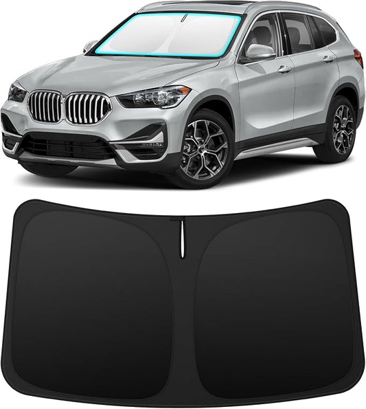 INSAUTO Custom Fit Windshield Sun Shade Accessories for BMW X1 2016-2022, Foldable Front Window Sunshade, UV & Heat Reflector, Keeps Interior Cool, Includes Storage Bag
