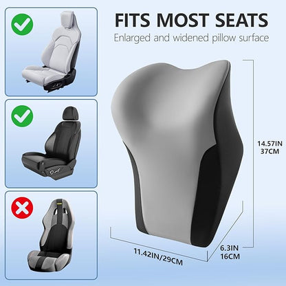 BABUR Car Neck Pillow for Driving Seat, Memory Foam Car Headrest Pillow, Ergonomic Neck Support, Breathable Removable Cover, Adjustable Strap, Pain Relief for Long Drives, Universal Fit | Gray