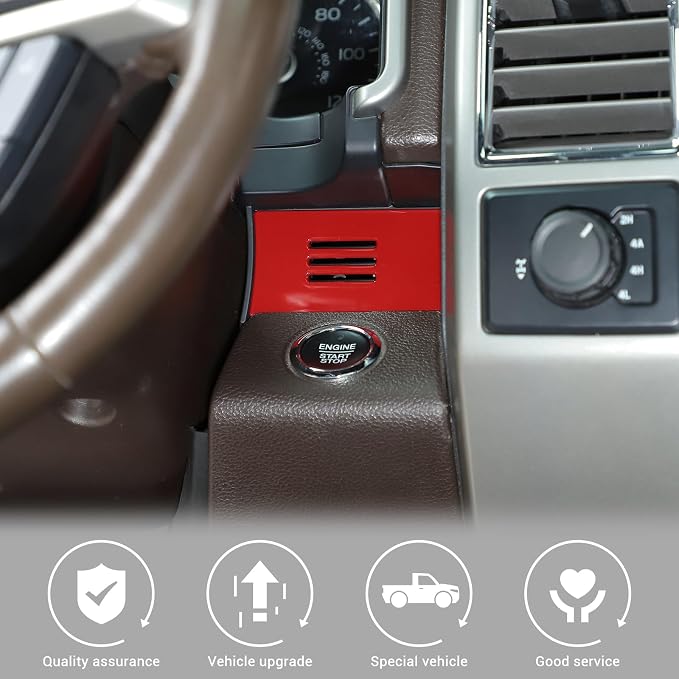 Jimen Compatible with Ford F150 2015-2020, 4PCS Center Console Panel Dash Cover Interior Trim Accessories (Red)