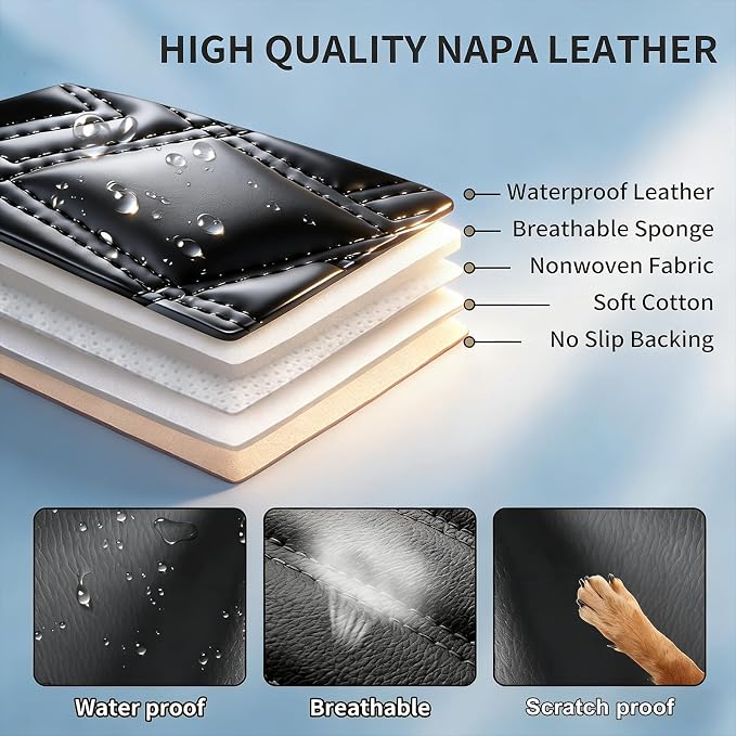 Car Seat Covers Compatible with Hyundai Ioniq 2017-2025 2026 - Waterproof & Breathable Luxury Leather All-Weather Seat Cushions Protectors, Airbag Compatible, Only 2 Front seat Covers (Red)