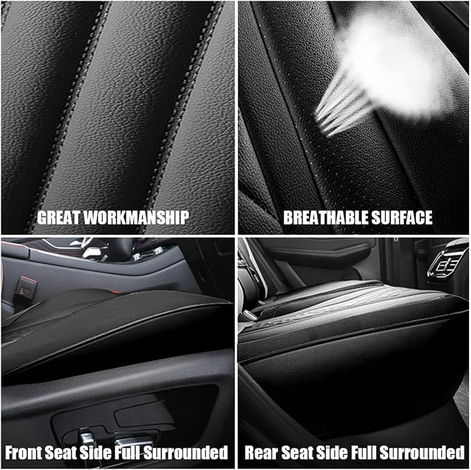 Car Seat Covers Front Seats, Super Luxurious Heavy Universal Duty Waterproof Leather Automotive Vehicle Cover for Cars SUV Pick-up Truck, Non-Slip Seat Black White Car Accessories (2 PCS Front/White)