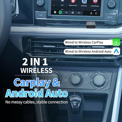 2026 Upgraded Wireless CarPlay Adapter for iPhone – Mini Wired to Wireless Dongle, Fast 5.8GHz WiFi & Bluetooth Connection, Plug & Play, Universal for OEM Wired CarPlay Cars