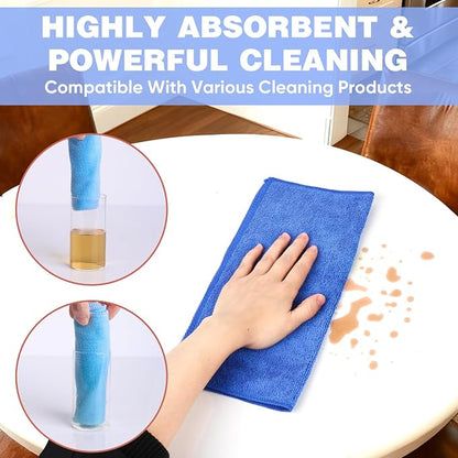 TEAWOO 10 Colors Microfiber Cleaning Cloths, 50 Pack Assorted Cleaning Rags, Highly Absorbent Microfiber Towels for Car, Kitchen, Bathroom and Household Cleaning, 11.8"X11.8"